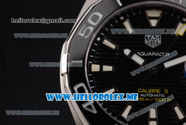 Tag Heuer Aquaracer Calibre 5 Swiss ETA 2824 Automatic Stainless Steel Case/Bracelet with Black Dial and Stick Markers - Click Image to Close